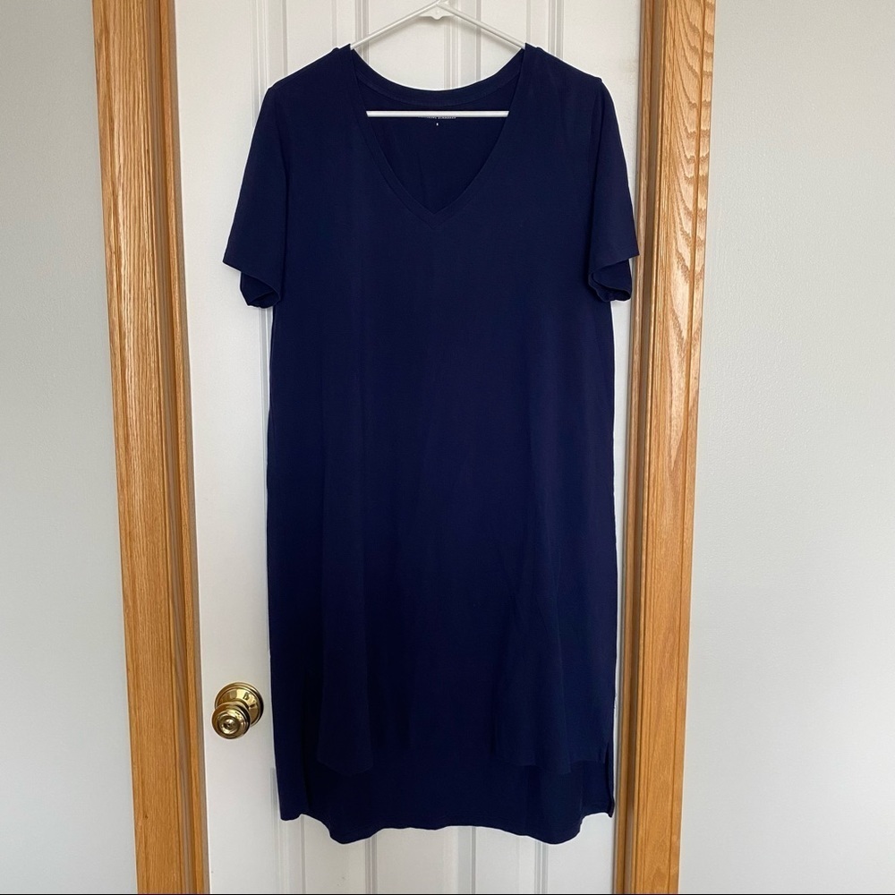 Universal Standard Short Sleeve V Neck Dress Navy Size Small